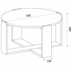 Emob Couchtisch Rebel - Ø70x38cm - weiß/Eiche Dekor