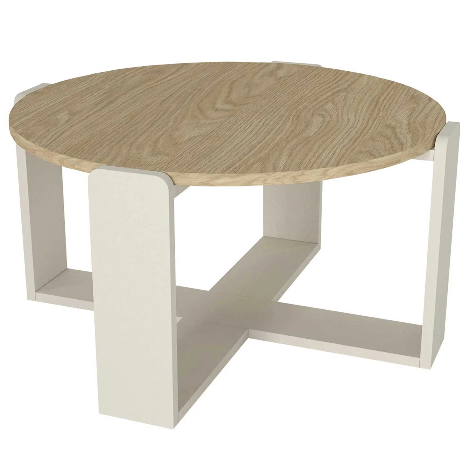 Emob Couchtisch Rebel - Ø70x38cm - weiß/Eiche Dekor