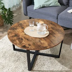 Vasagle Couchtisch Roger Ø88 - rustikal braun/schwarz