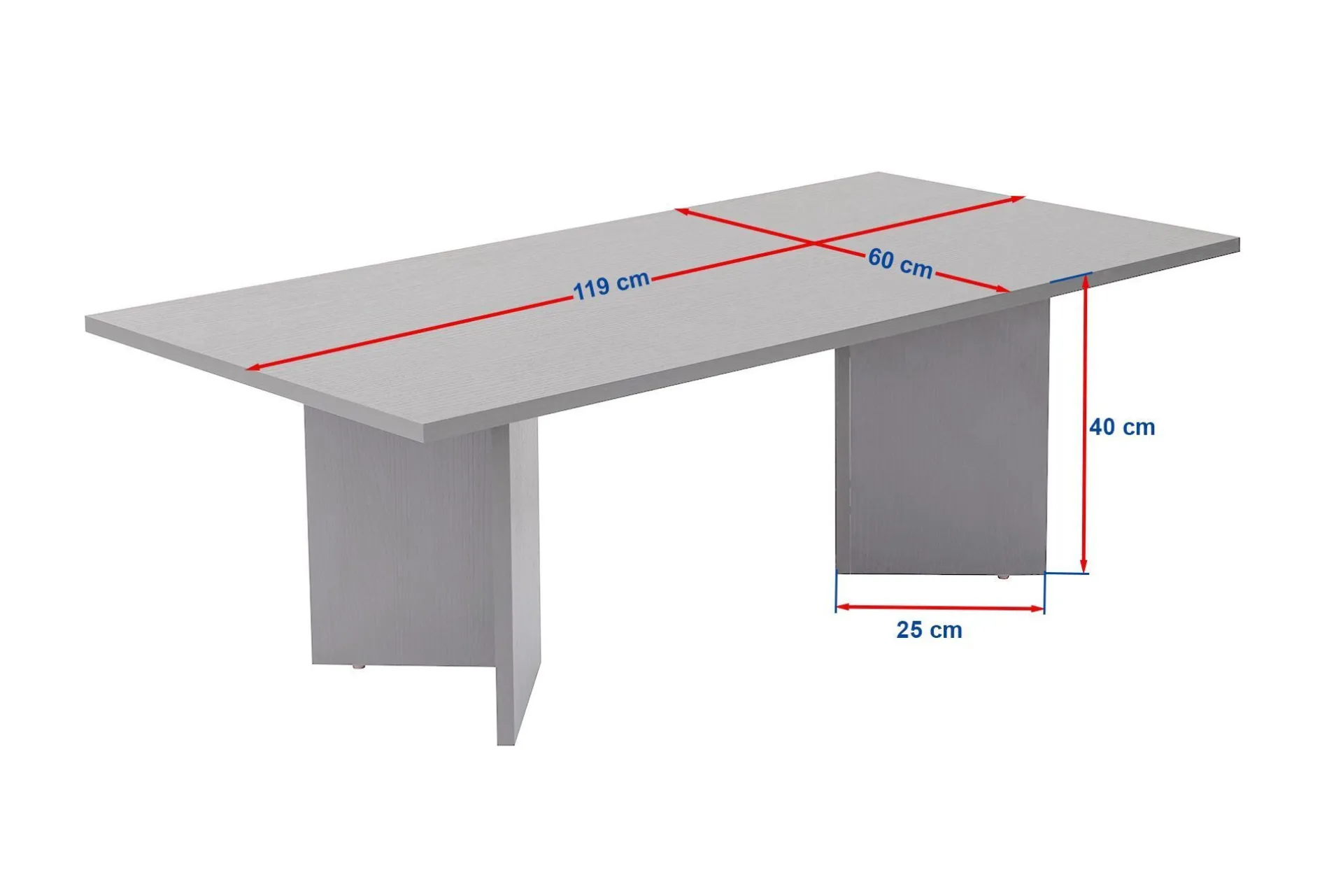 Emob Couchtisch Sabin - 100% MELAMINE - Atlantik-Kiefer - 40 x 60 x 119 cm