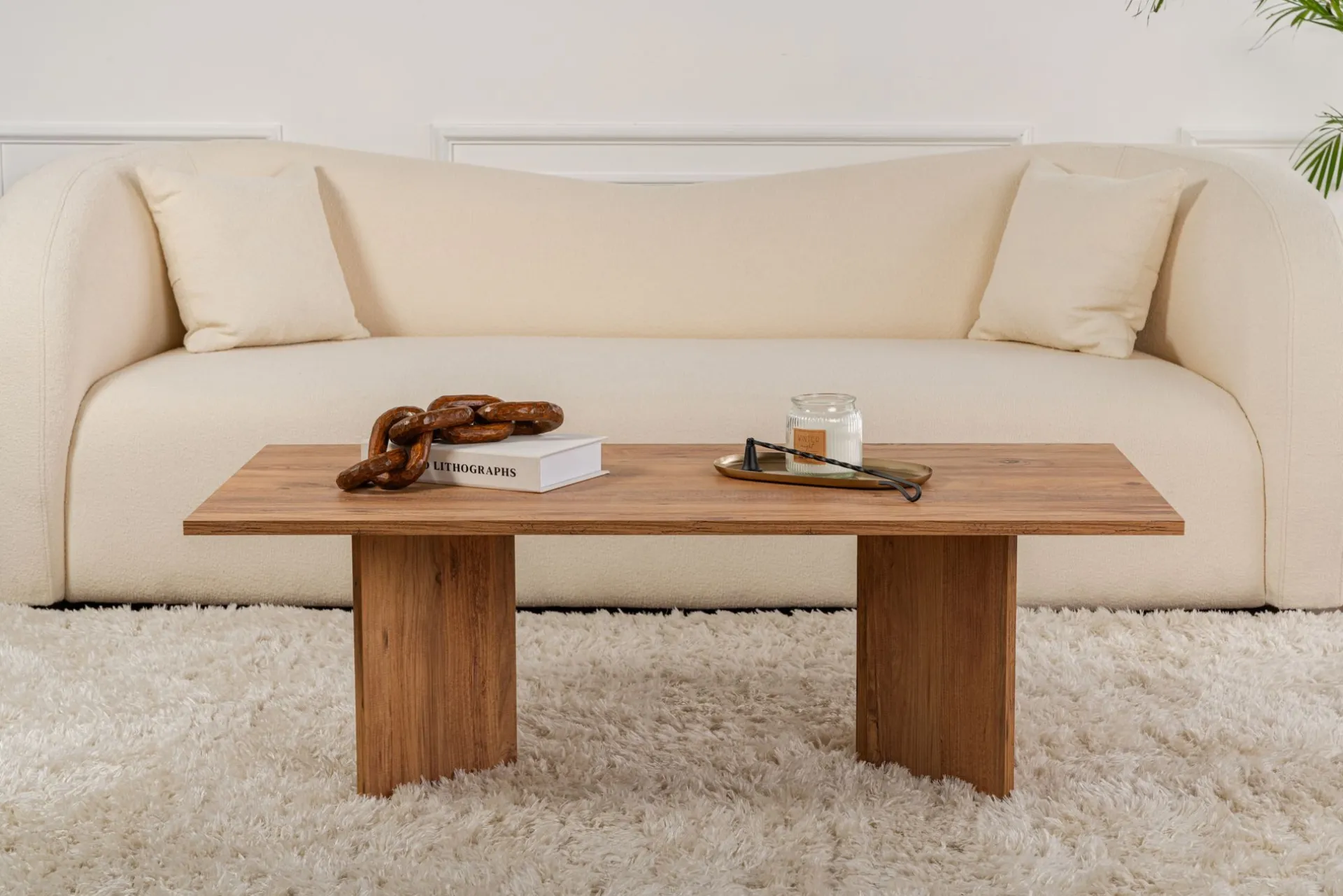 Emob Couchtisch Sabin - 100% MELAMINE - Atlantik-Kiefer - 40 x 60 x 119 cm