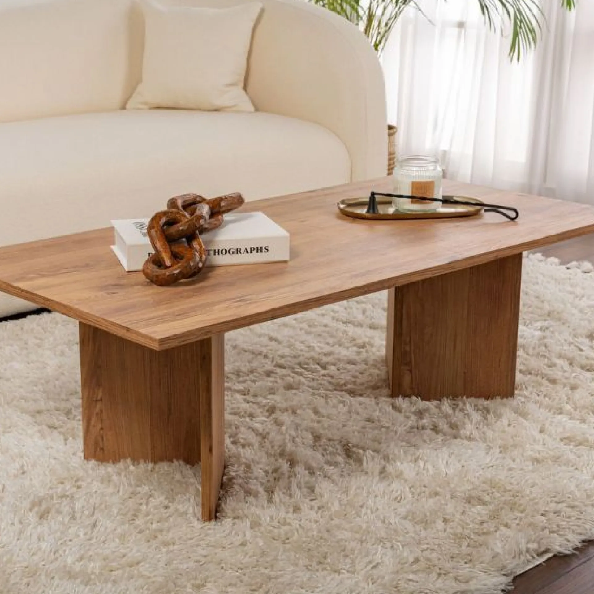 Emob Couchtisch Sabin - 100% MELAMINE - Atlantik-Kiefer - 40 x 60 x 119 cm