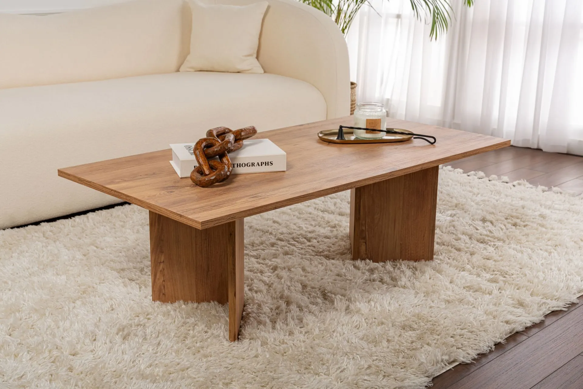 Emob Couchtisch Sabin - 100% MELAMINE - Atlantik-Kiefer - 40 x 60 x 119 cm