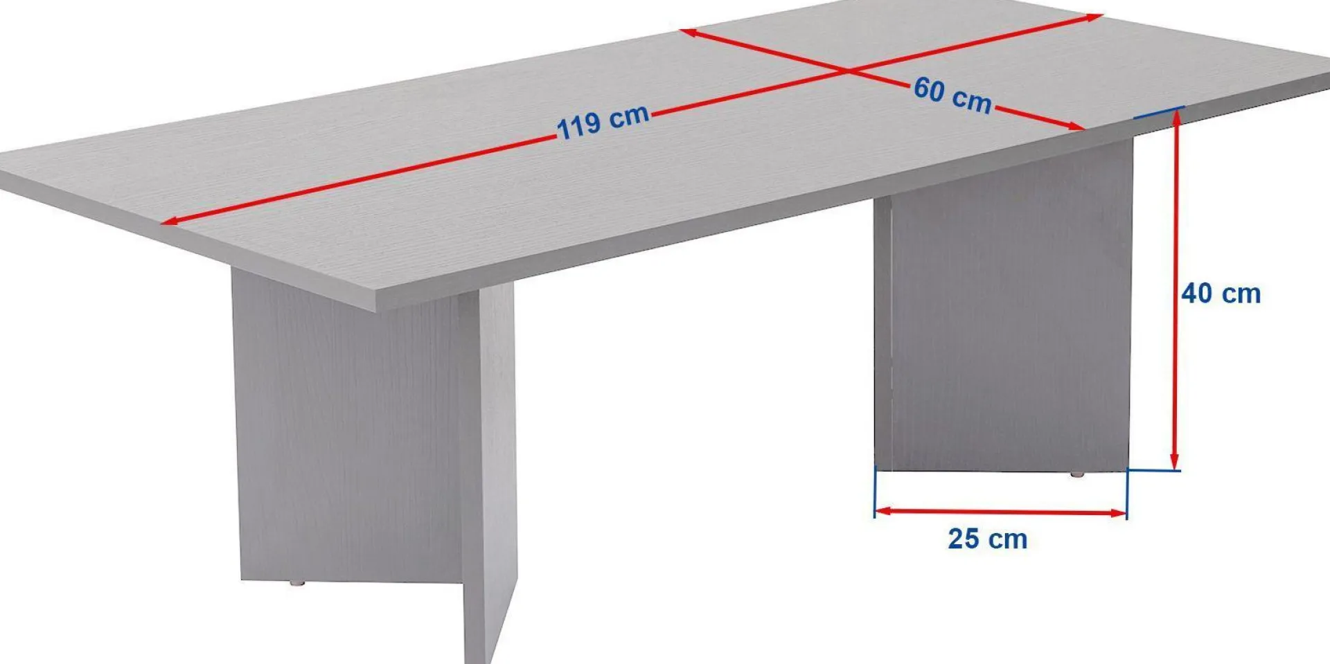 Emob Couchtisch Sabin - 100% MELAMINE - Eiche - 40 x 60 x 119 cm