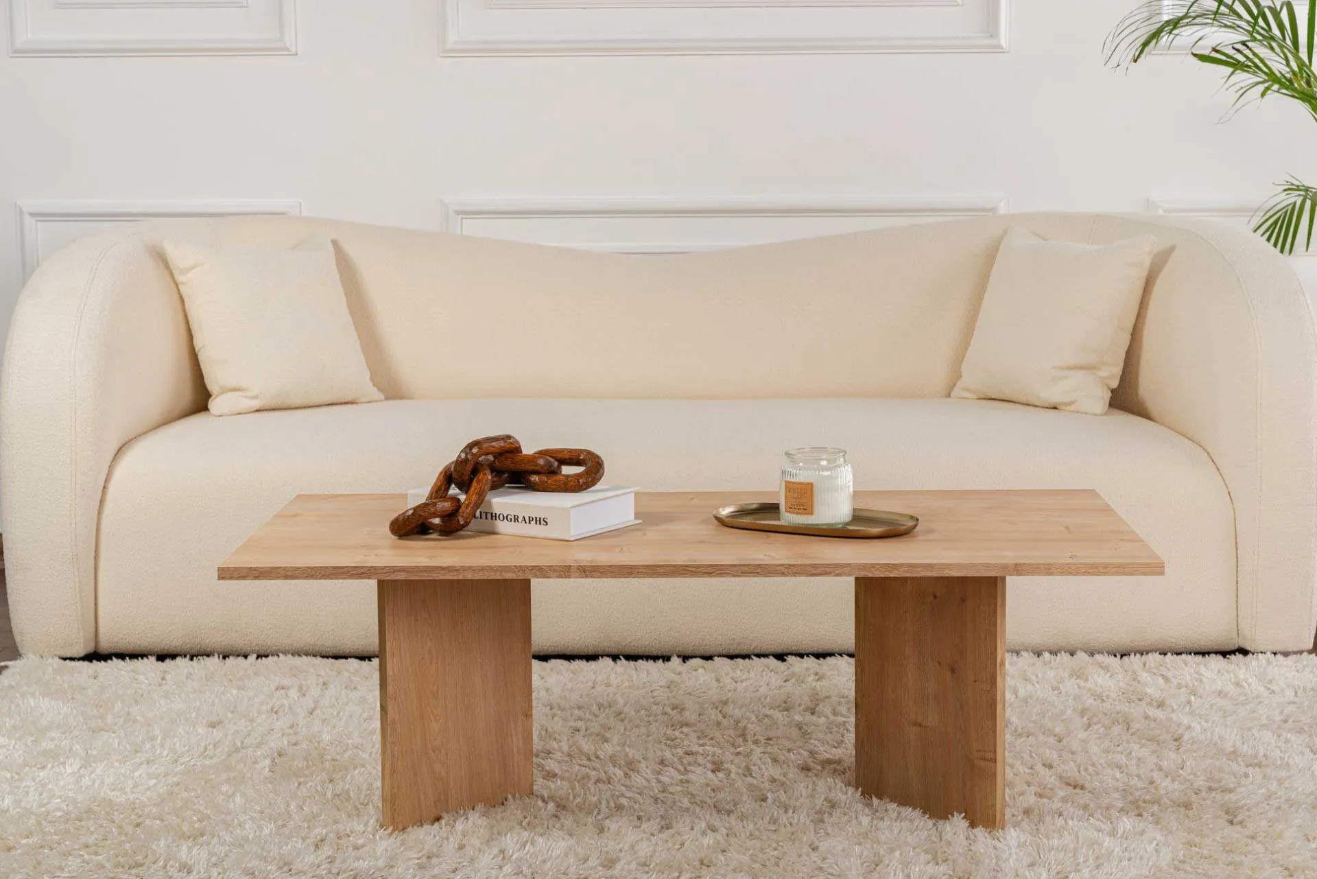 Emob Couchtisch Sabin - 100% MELAMINE - Saphireiche - 40 x 60 x 119 cm