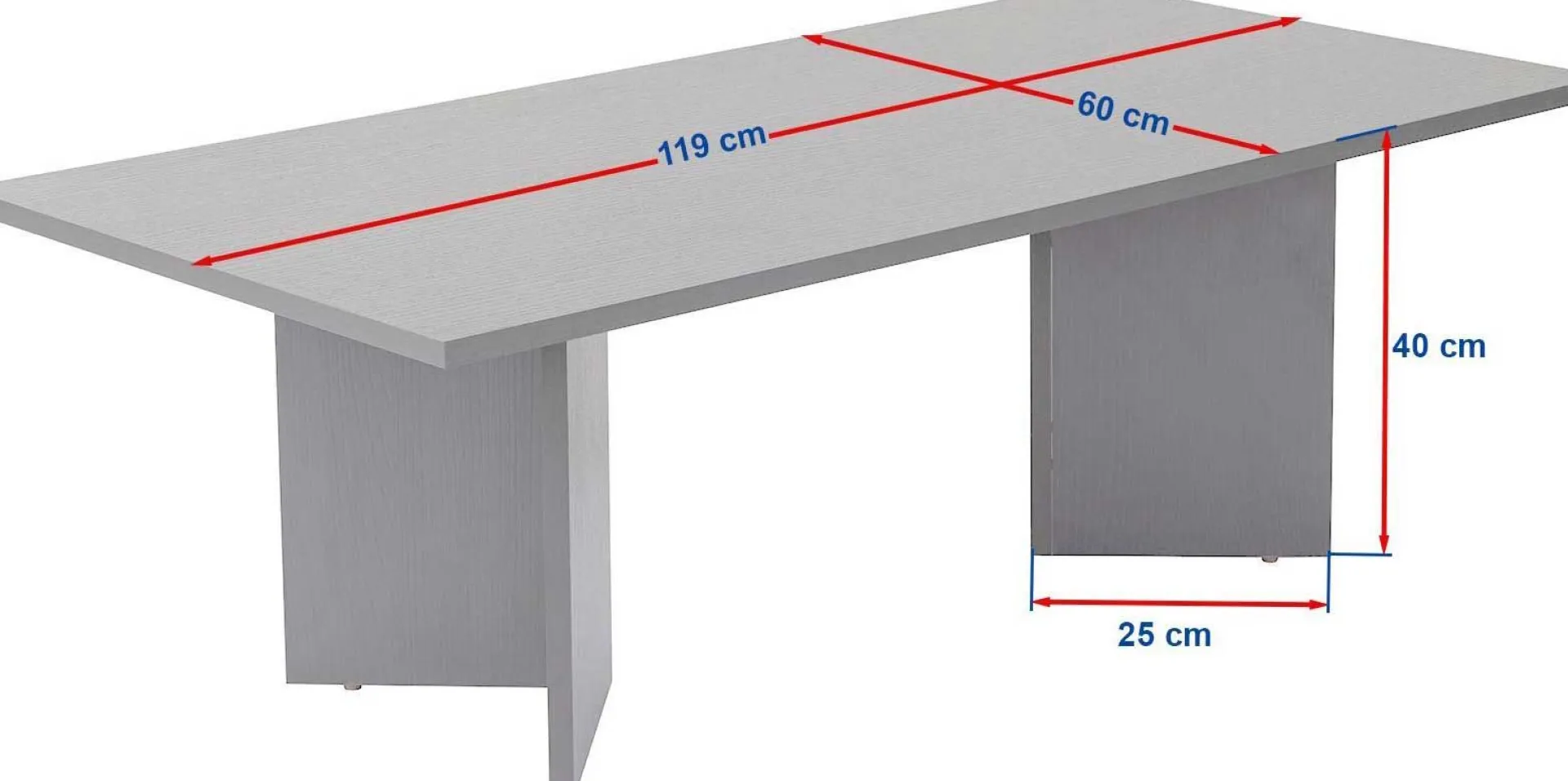 Emob Couchtisch Sabin - 100% MELAMINE - Saphireiche - 40 x 60 x 119 cm