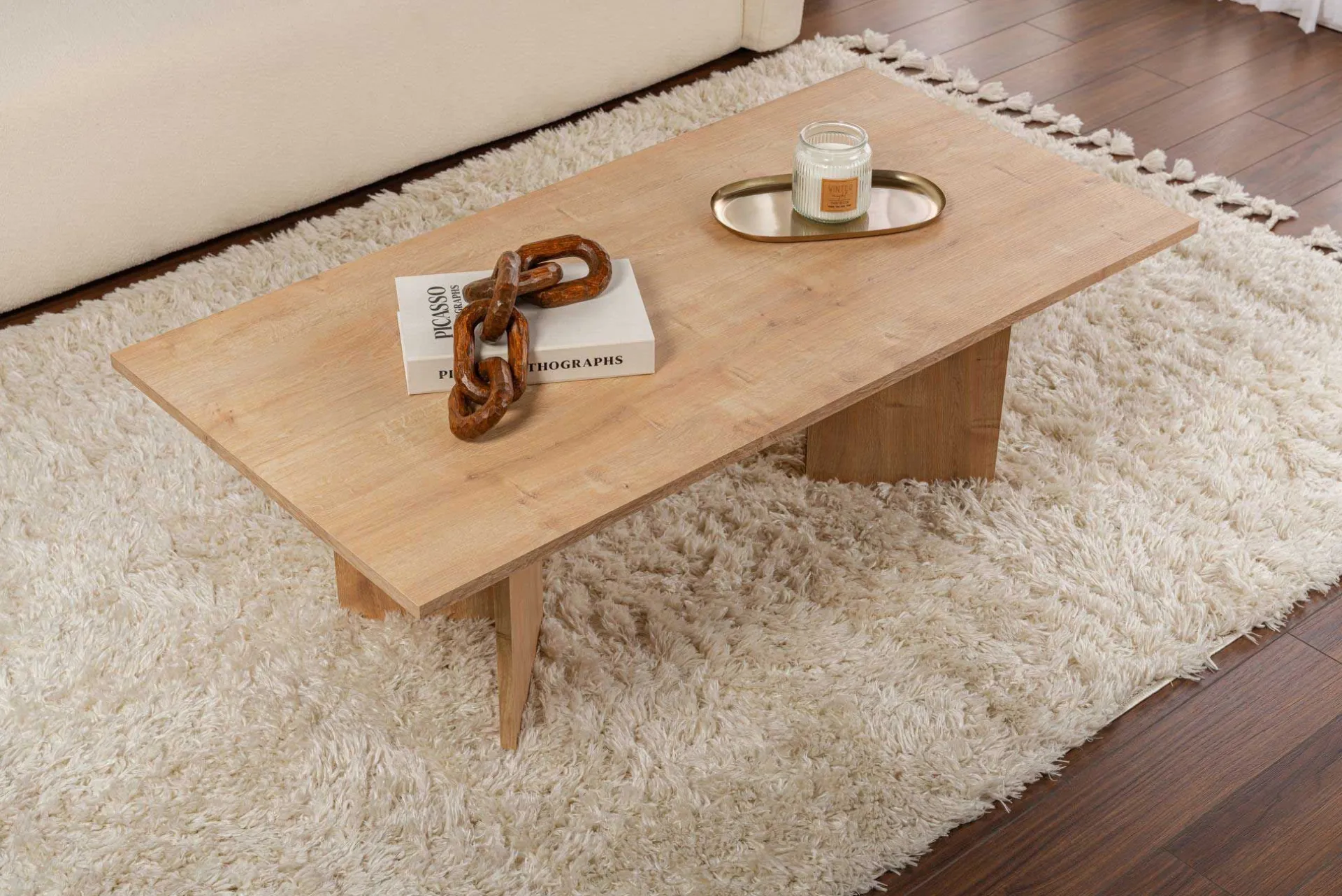 Emob Couchtisch Sabin - 100% MELAMINE - Saphireiche - 40 x 60 x 119 cm
