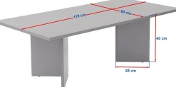 Emob Couchtisch Sabin - 100% MELAMINE - Walnuss - 40 x 60 x 119 cm
