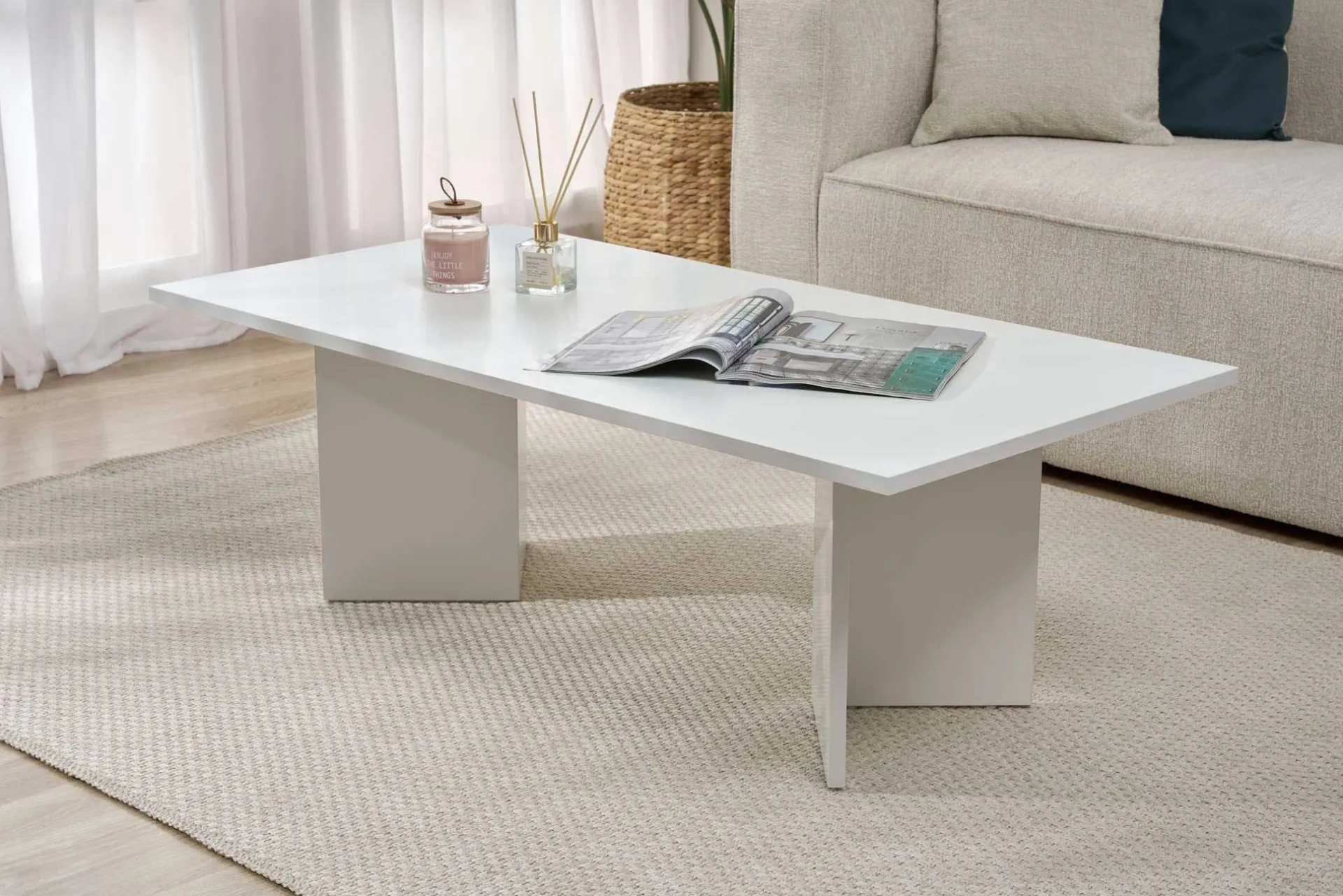 Emob Couchtisch Sabin - 100% MELAMINE - - 40 x 60 x 119 cm