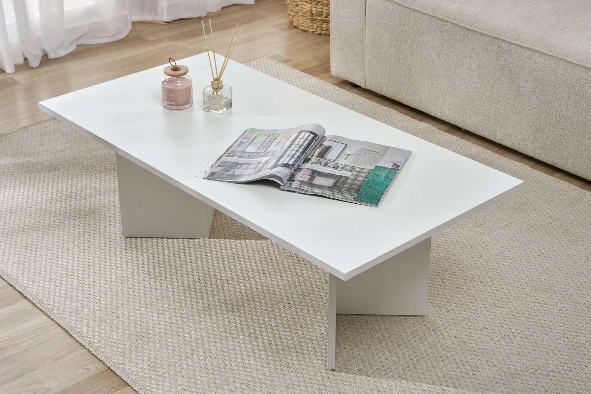 Emob Couchtisch Sabin - 100% MELAMINE - - 40 x 60 x 119 cm
