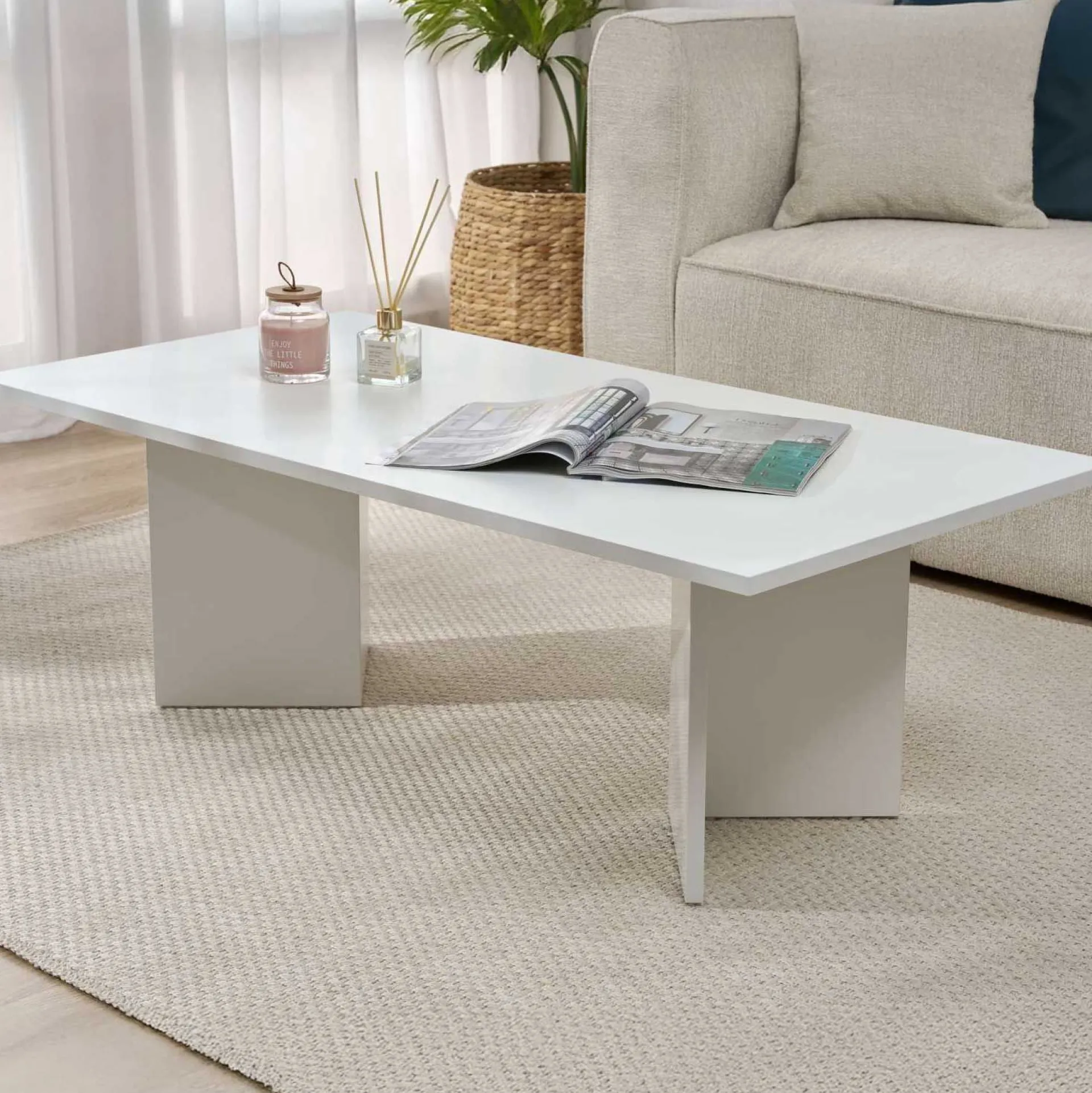 Emob Couchtisch Sabin - 100% MELAMINE - - 40 x 60 x 119 cm