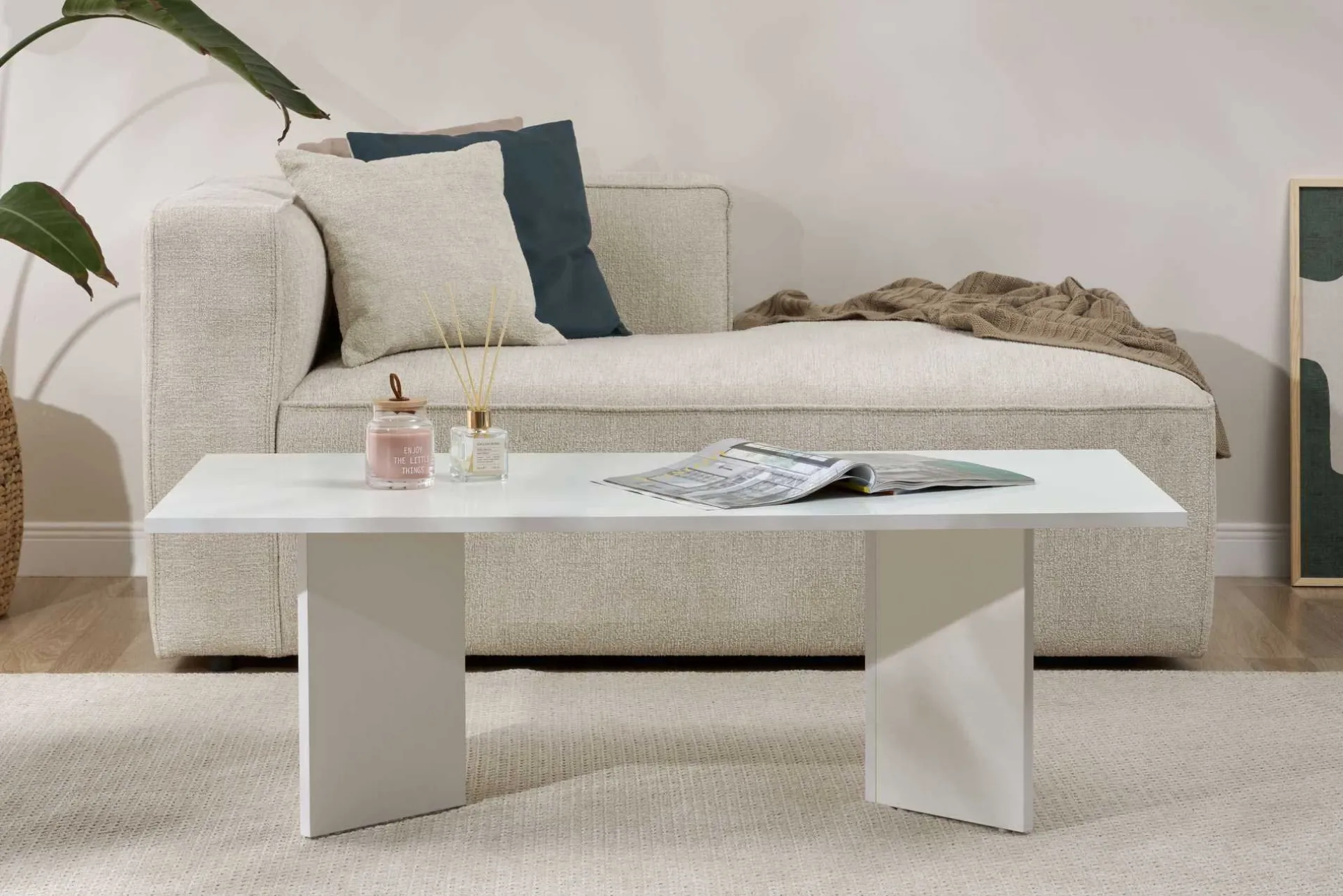 Emob Couchtisch Sabin - 100% MELAMINE - - 40 x 60 x 119 cm