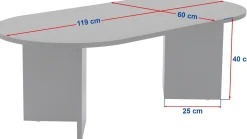 Emob Couchtisch Sable - 100% MELAMINE - Travertin - 40 x 60 x 119 cm