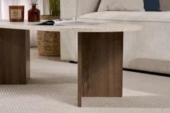 Emob Couchtisch Sable - 100% MELAMINE - Travertin - 40 x 60 x 119 cm