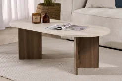 Emob Couchtisch Sable - 100% MELAMINE - Travertin - 40 x 60 x 119 cm