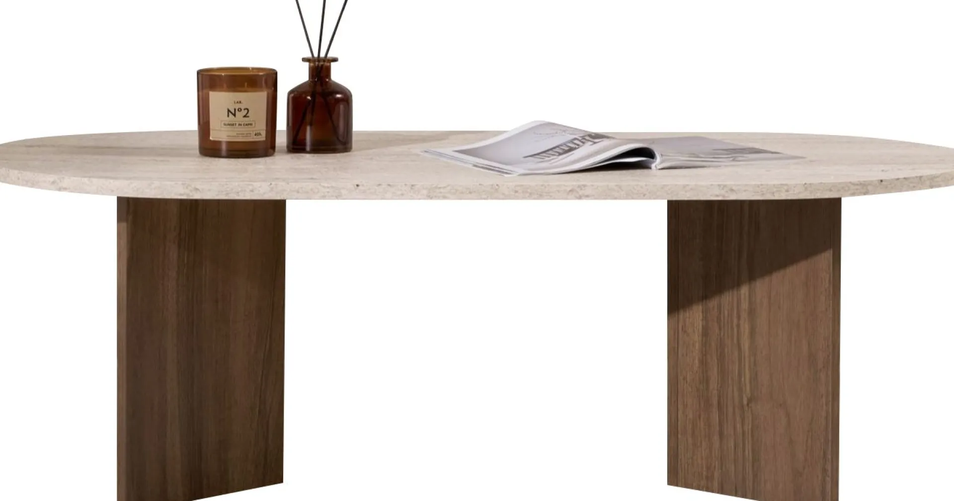 Emob Couchtisch Sable - 100% MELAMINE - Travertin - 40 x 60 x 119 cm