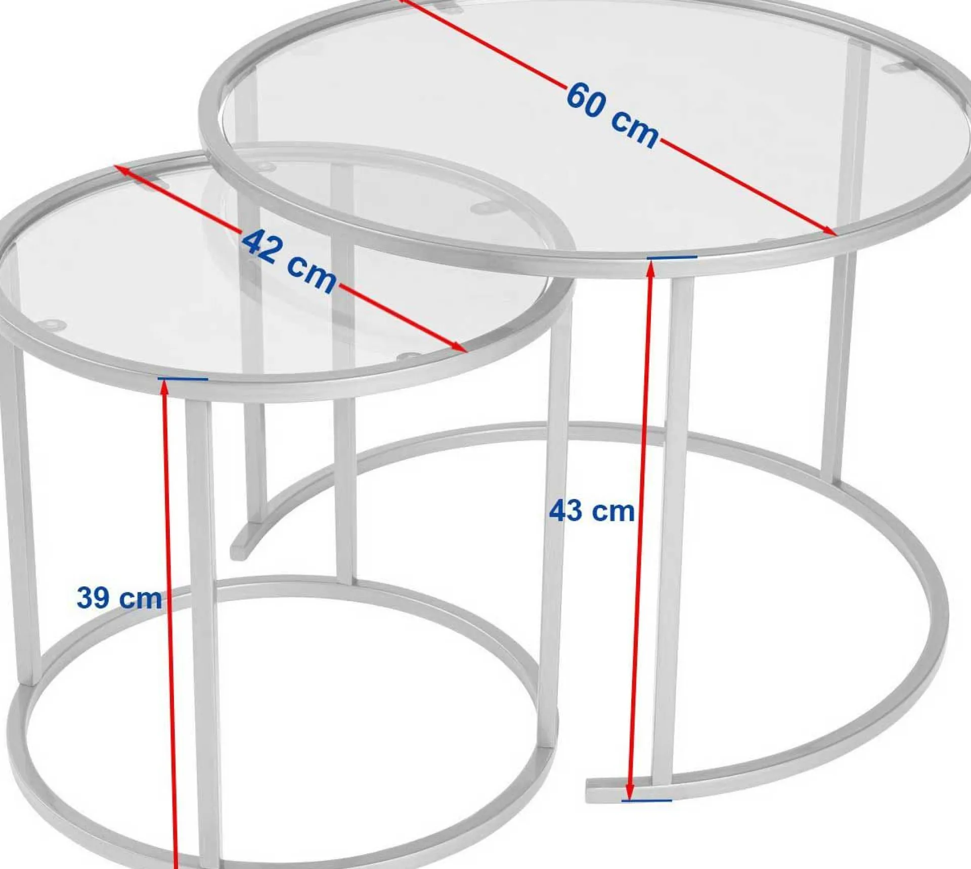 Emob Couchtisch-Set Aurum - 100% TEMPERED GLASS - Gold - 43 x 60 x 60 cm