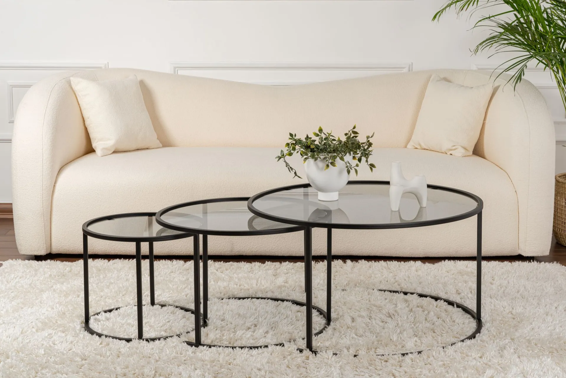 Emob Couchtisch-Set Aurum - 100% TEMPERED GLASS - Schwarz - 43 x 80 x 80 cm