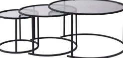 Emob Couchtisch-Set Aurum - 100% TEMPERED GLASS - Schwarz - 43 x 80 x 80 cm