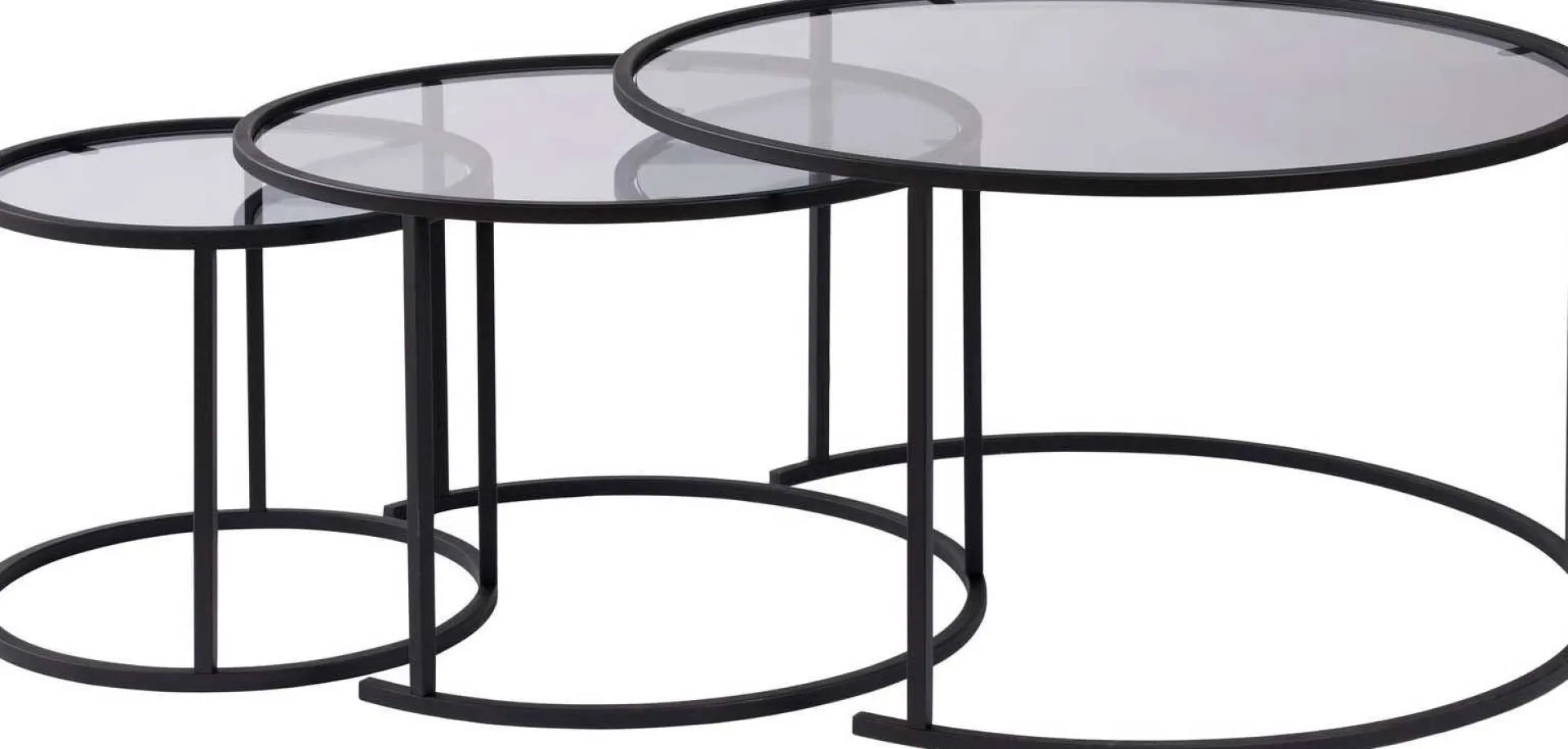 Emob Couchtisch-Set Aurum - 100% TEMPERED GLASS - Schwarz - 43 x 80 x 80 cm