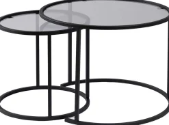 Emob Couchtisch-Set Aurum - 100% TEMPERED GLASS - Schwarz - 43 x 60 x 60 cm