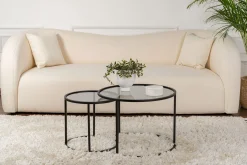 Emob Couchtisch-Set Aurum - 100% TEMPERED GLASS - Schwarz - 43 x 60 x 60 cm