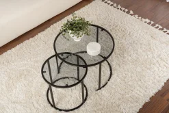 Emob Couchtisch-Set Aurum - 100% TEMPERED GLASS - Schwarz - 43 x 60 x 60 cm
