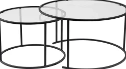 Emob Couchtisch-Set Aurum - 100% TEMPERED GLASS - Schwarz - 43 x 80 x 80 cm