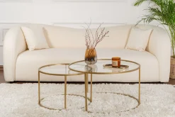 Emob Couchtisch-Set Aurum - 100% TEMPERED GLASS - Gold - 43 x 80 x 80 cm