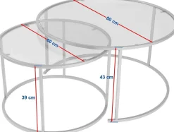 Emob Couchtisch-Set Aurum - 100% TEMPERED GLASS - Gold - 43 x 80 x 80 cm