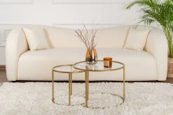 Emob Couchtisch-Set Aurum - 100% TEMPERED GLASS - Gold - 43 x 60 x 60 cm