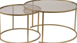 Emob Couchtisch-Set Aurum - 100% TEMPERED GLASS - Gold - 43 x 80 x 80 cm