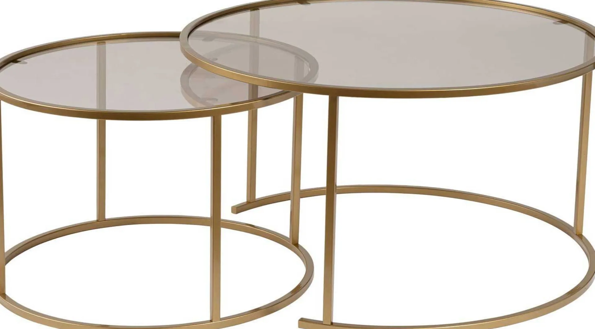 Emob Couchtisch-Set Aurum - 100% TEMPERED GLASS - Gold - 43 x 80 x 80 cm