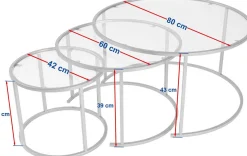 Emob Couchtisch-Set Aurum - 100% TEMPERED GLASS - Gold - 43 x 80 x 80 cm