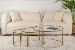 Emob Couchtisch-Set Aurum - 100% TEMPERED GLASS - Gold - 43 x 80 x 80 cm