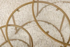 Emob Couchtisch-Set Aurum - 100% TEMPERED GLASS - Gold - 43 x 80 x 80 cm