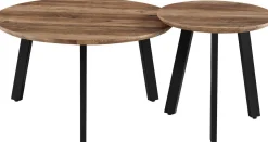 Rousseau Couchtisch-Set Aziz - Ø50x50cm und Ø80x45cm - Mangoholz/schwarz