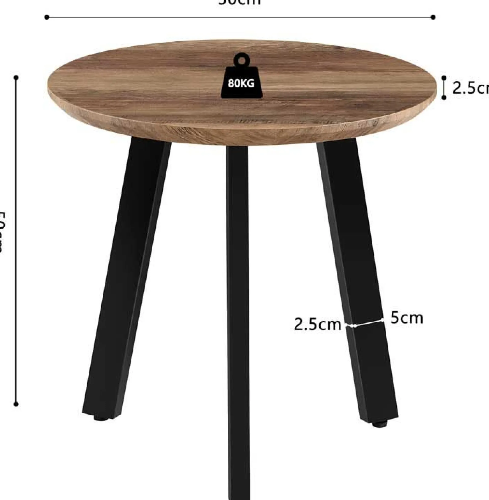Rousseau Couchtisch-Set Aziz - Ø50x50cm und Ø80x45cm - Mangoholz/schwarz