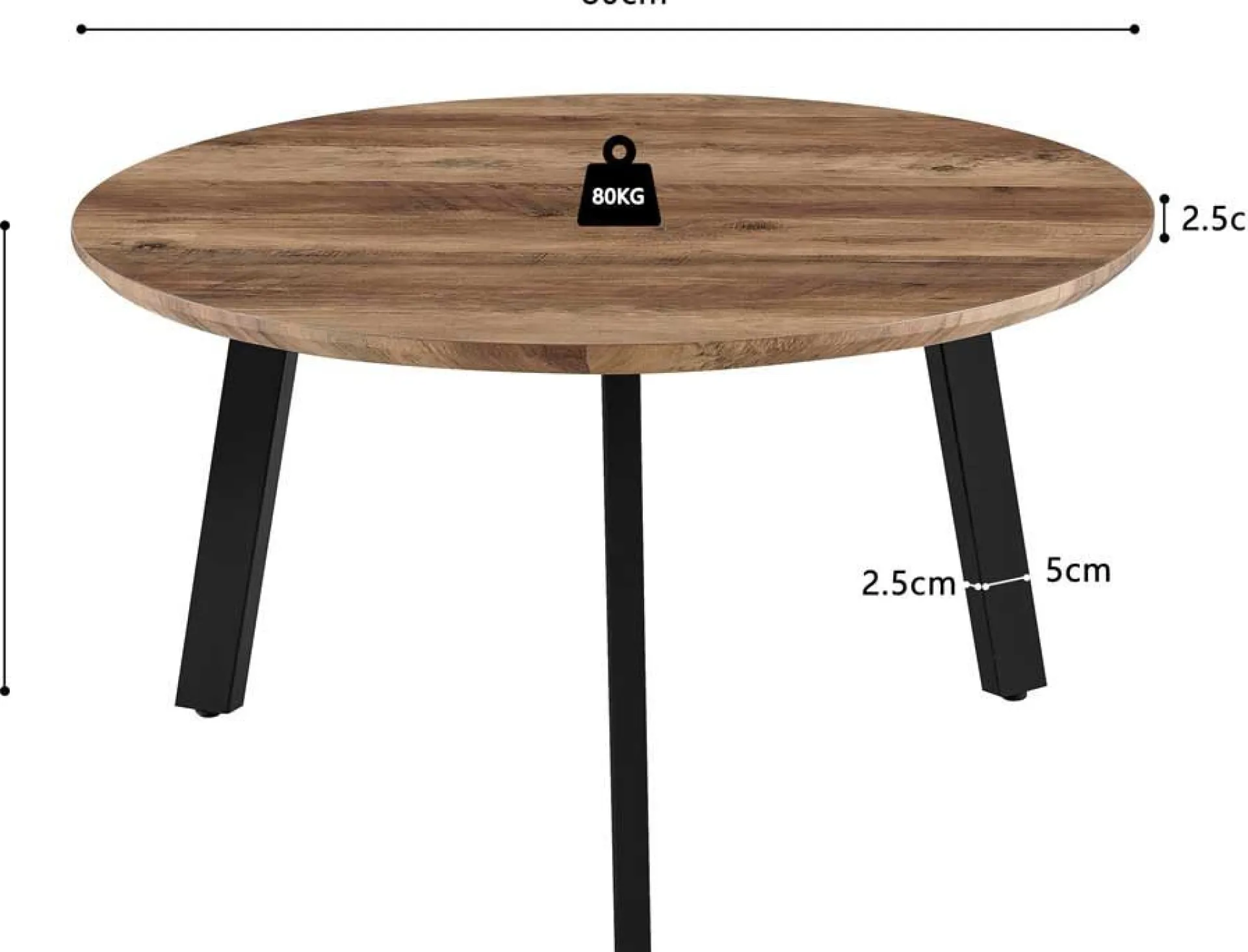 Rousseau Couchtisch-Set Aziz - Ø50x50cm und Ø80x45cm - Mangoholz/schwarz