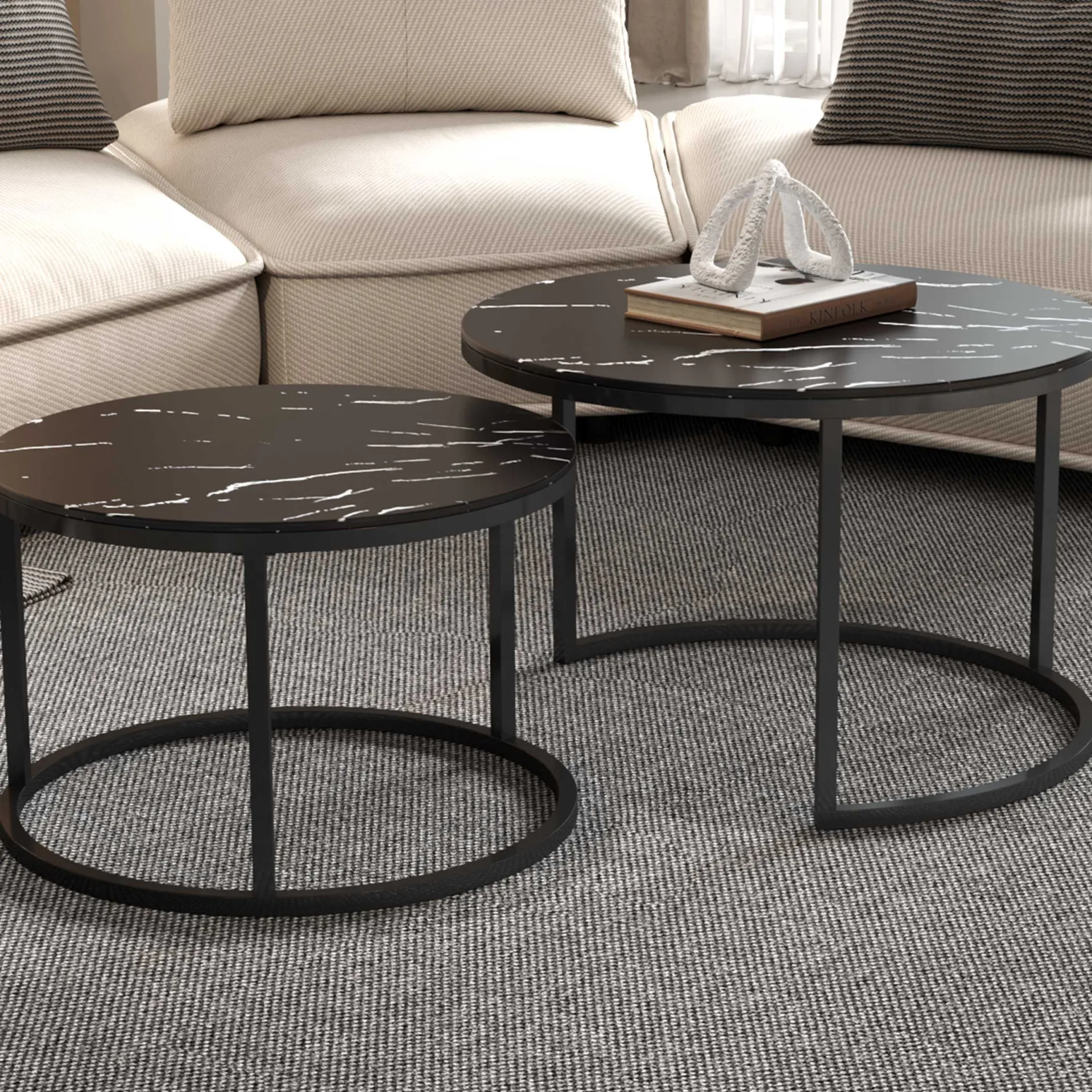 Rousseau Couchtisch-Set Boston Dekor Marmor