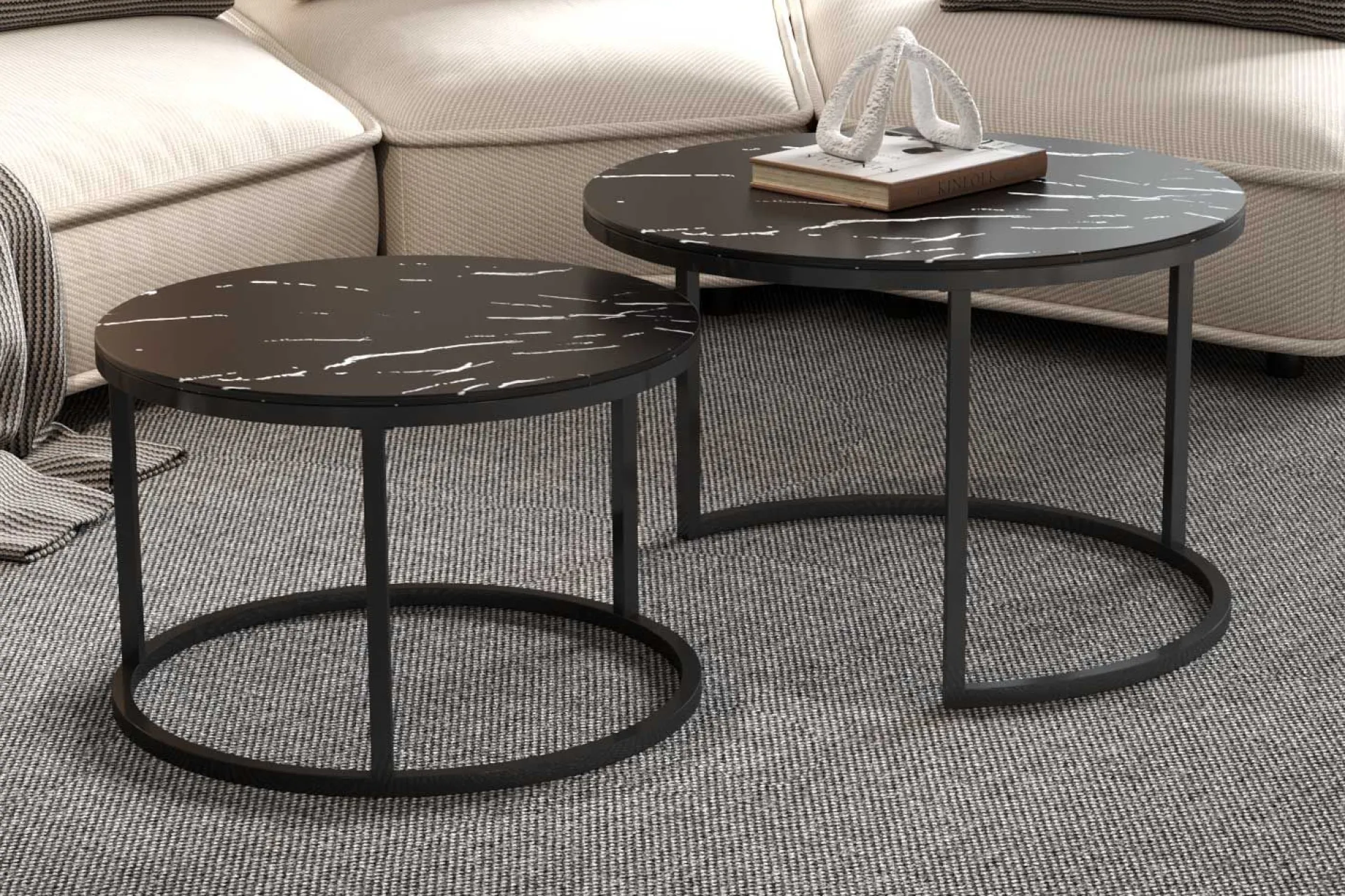 Rousseau Couchtisch-Set Boston Dekor Marmor