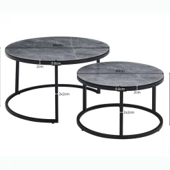 Rousseau Couchtisch-Set Boston Ø80 und Ø60cm - er Marmor