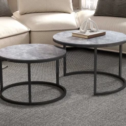 Rousseau Couchtisch-Set Boston Ø80 und Ø60cm - er Marmor