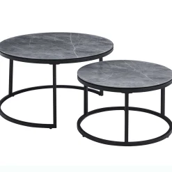 Rousseau Couchtisch-Set Boston Ø80 und Ø60cm - er Marmor