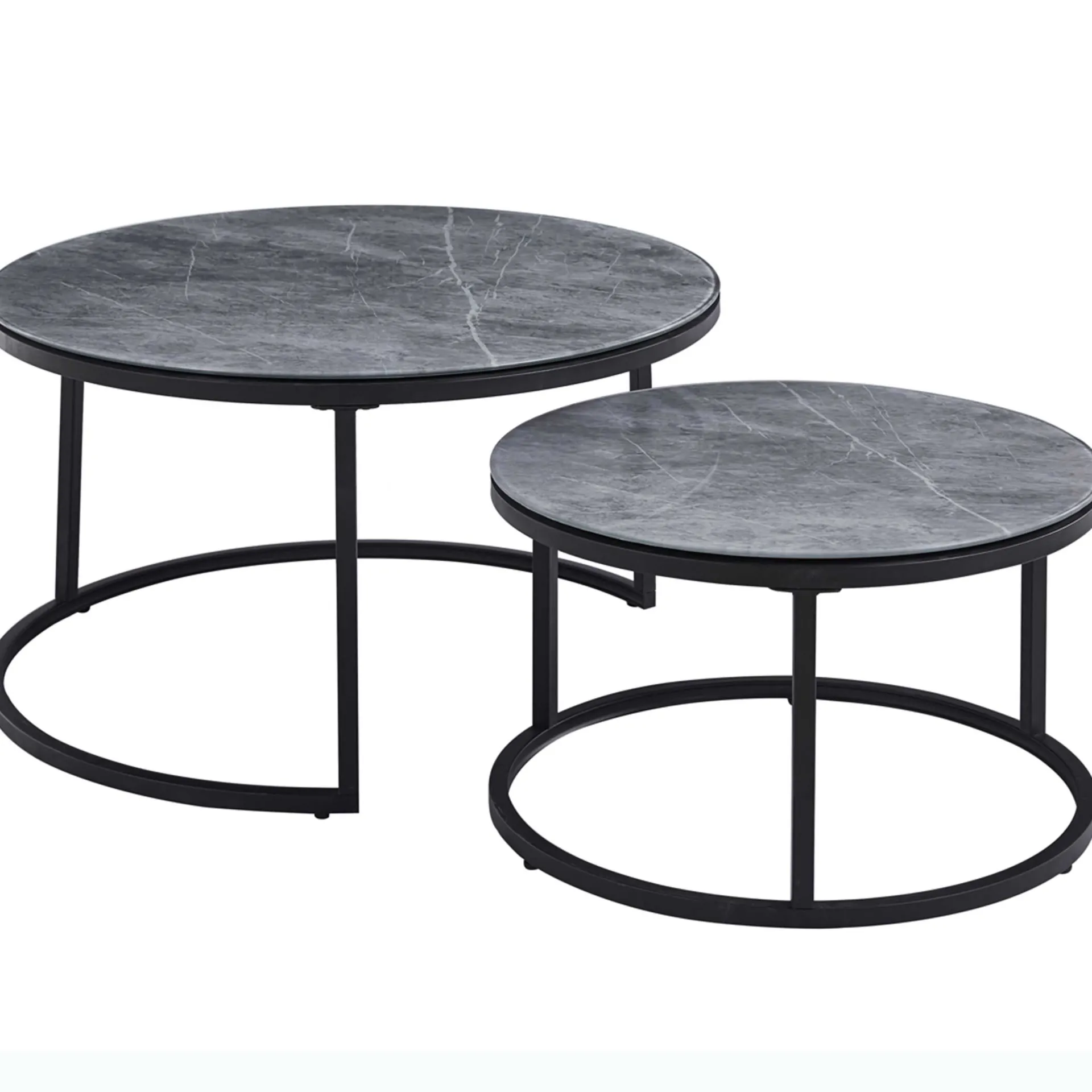 Rousseau Couchtisch-Set Boston Ø80 und Ø60cm - er Marmor