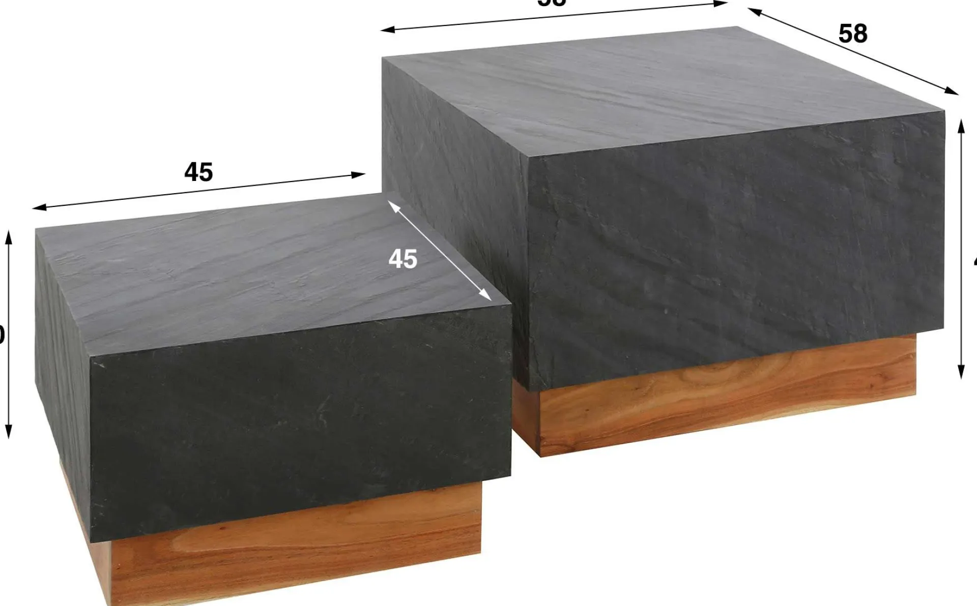 Emob Couchtisch-Set Boxy-Schiefer/Akazie