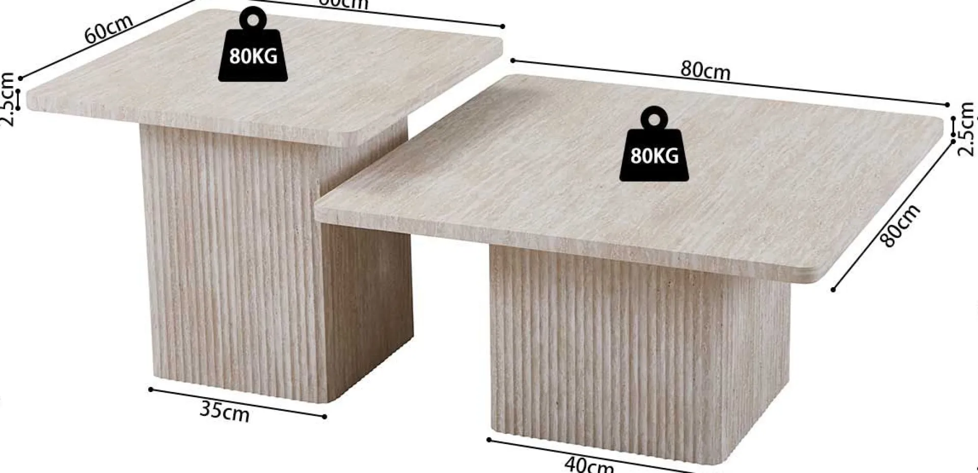 Rousseau Couchtischset Destiny | 60 x 60 x 52 cm / 80 x 80 x 42 cm | farbenes Design