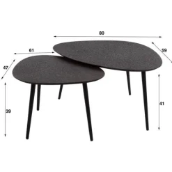 Emob Couchtisch-Set Dragusin | 80 x 59 x 41 cm |