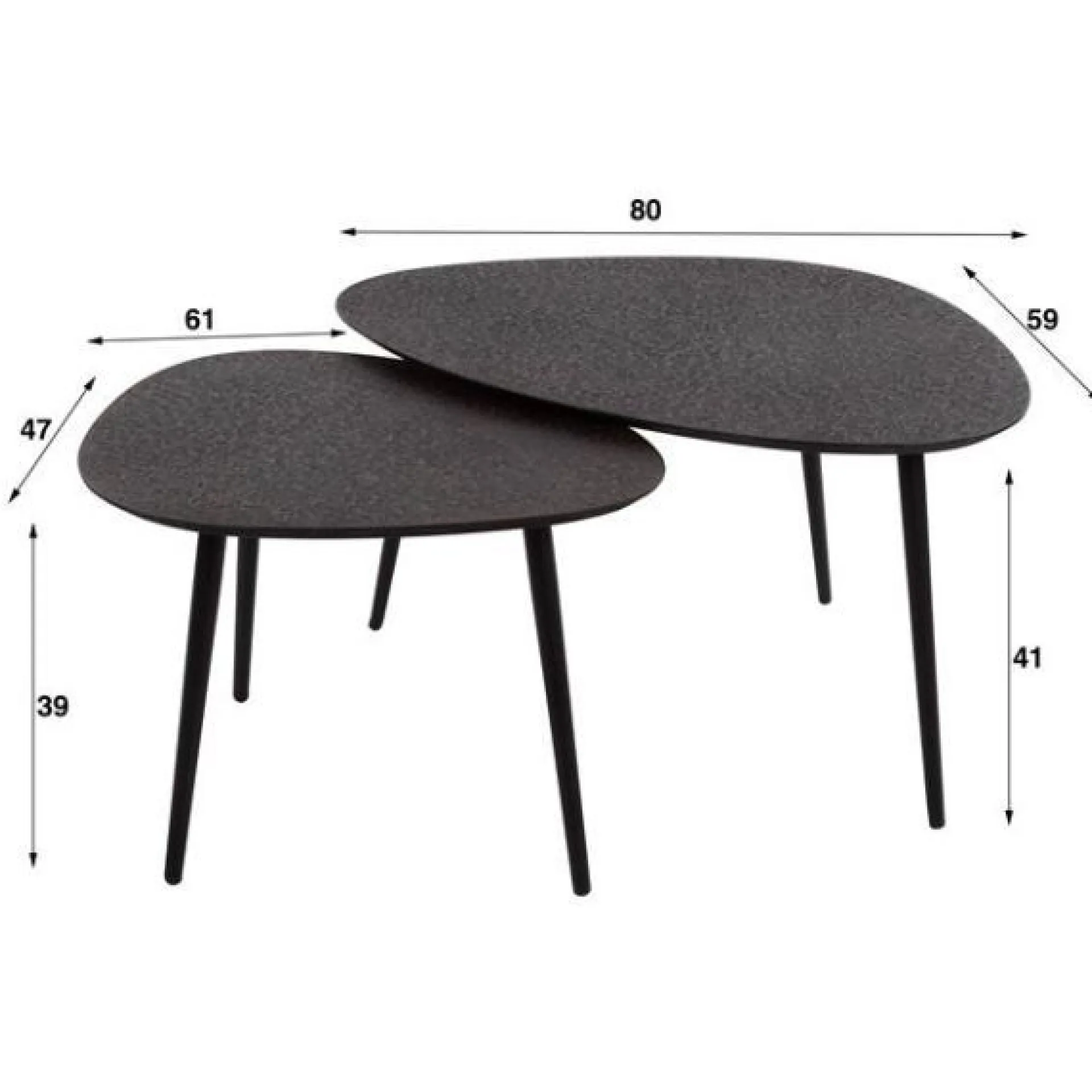 Emob Couchtisch-Set Dragusin | 80 x 59 x 41 cm |