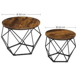 Vasagle Couchtisch-Set Dylano | Großer und kleiner Couchtisch | Rost